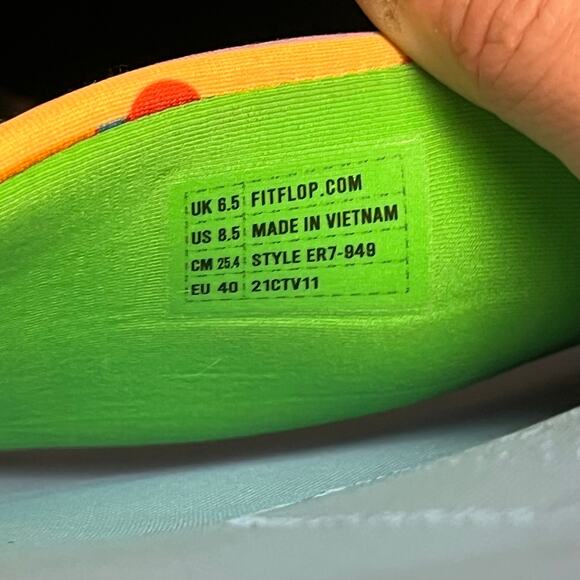 FitFlop Yinka Ilori Iqushion Slides Orange Blue Size 8.5 Water Resistant Beach - Picture 13 of 13